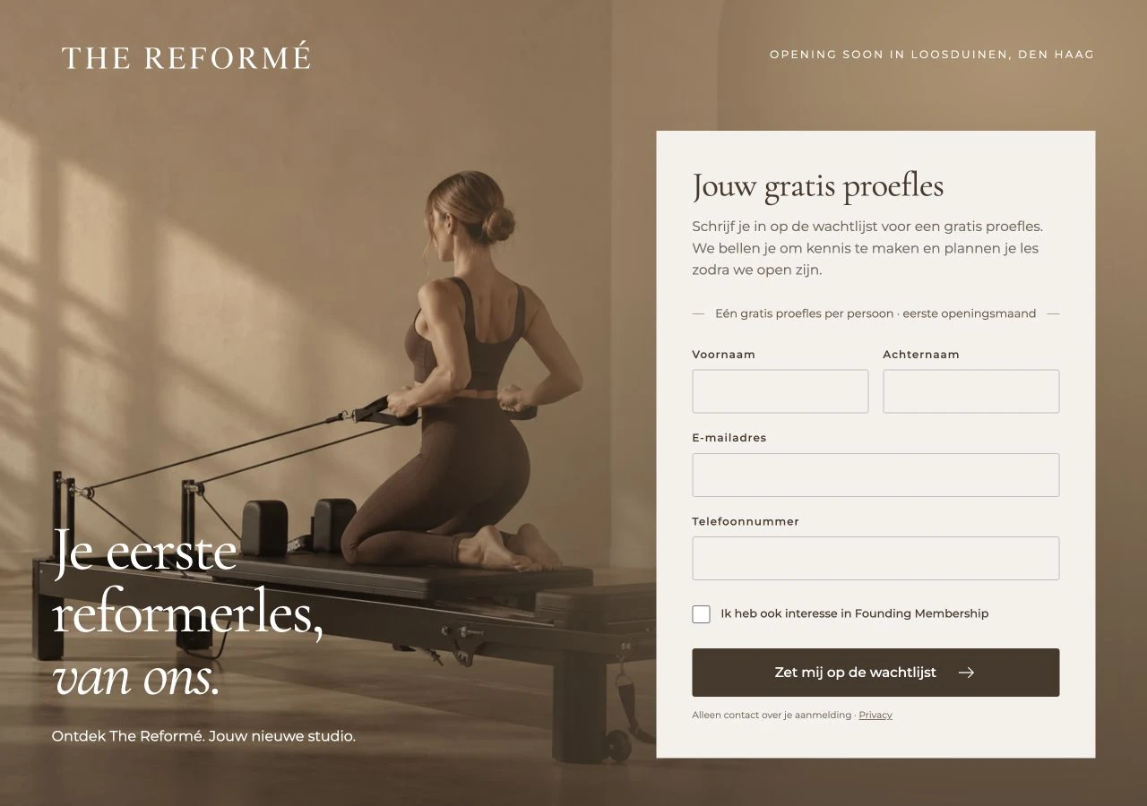 De coming-soonwebsite van The Reformé